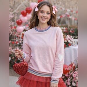 Anthropologie Sol Angeles NWT Pink Valentines Day Sweatshirt